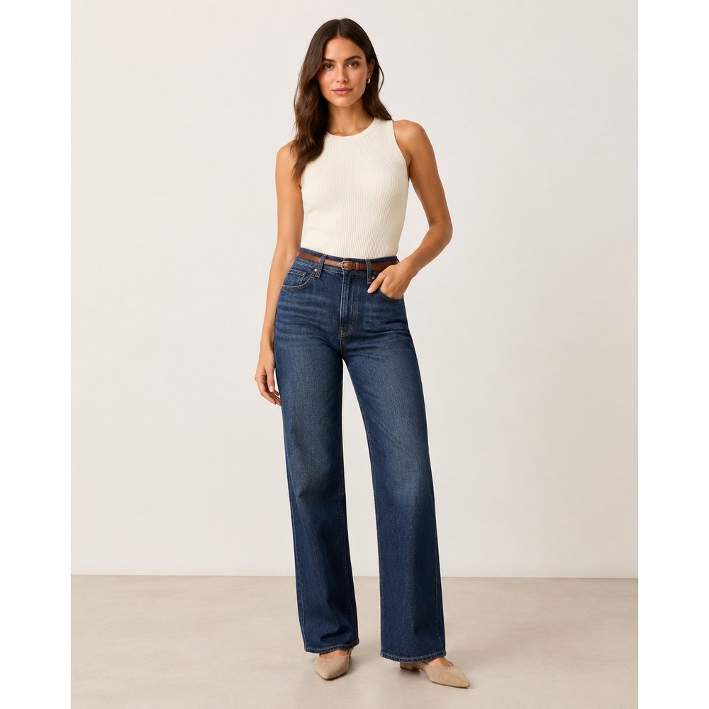 Pistola Women's 25 Cassie High Rise Wide Leg Jeans Cultivate Dark Wash NWT